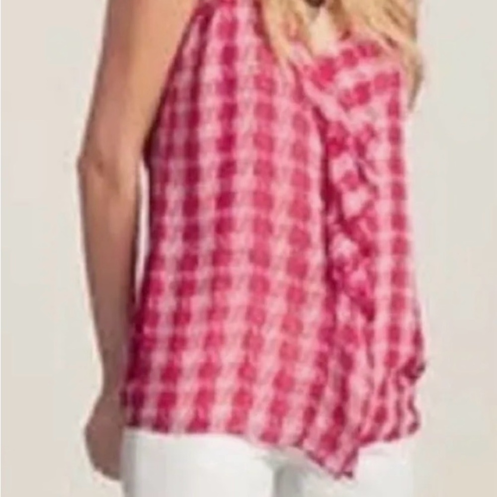 CAbi Style 341 Amour Houndstooth Pink Plaid Women's Blouse- Medium